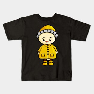 Cute Kawaii Ducky in his Raincoat and Wellies Kids T-Shirt